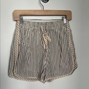 Madewell High Waist Striped Cream and White Shorts